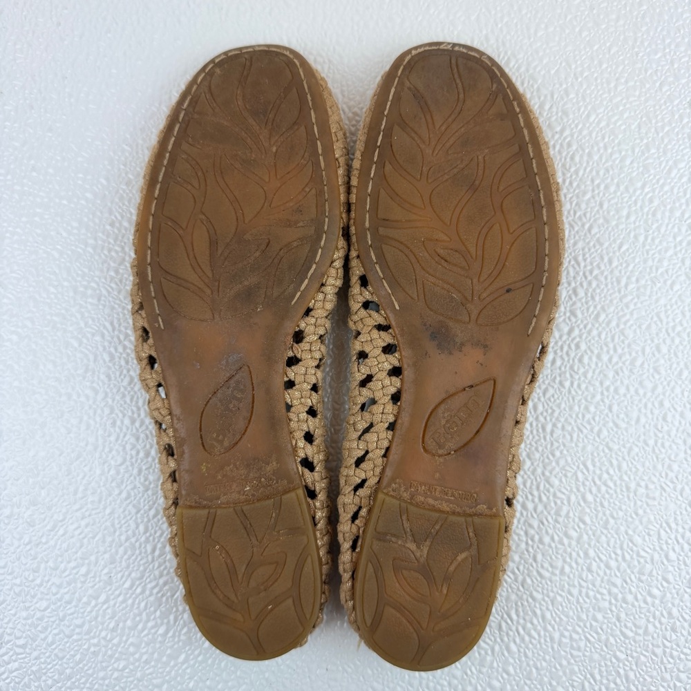 Born Woven Mule Slides Tan Leather Gold Shimmer Comfort Shoes Size 7M - Picture 7 of 8
